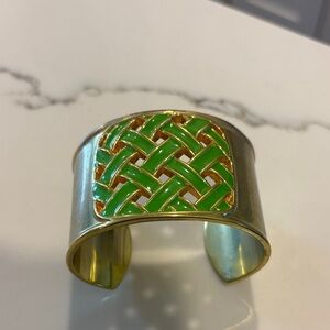 Lilly Pulitzer Green and Gold Woven Cuff Bracelet